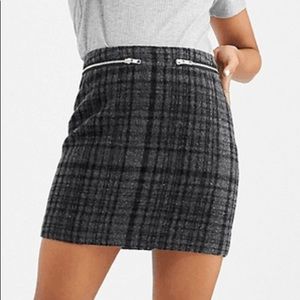 ASOS DESIGN Petite check grey mini skirt with gold double zips